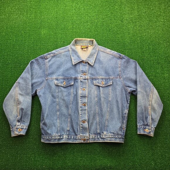 Faded Glory Denim Jacket Womens Large Blue Button Up Vintage Western Cowboy - Picture 1 of 12